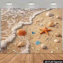 2D Summer Beach Backdrop, Sandy Shore & Sea Glass Photography Background 47.2x31.5inch/120*80cm