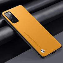 Prabangus PU odos dėklas Samsung Galaxy S20 FE S20 Plus, matinio paviršiaus, silikoninė apsauga, dėklas telefonui Samsung S20 Ultra S20 geltona