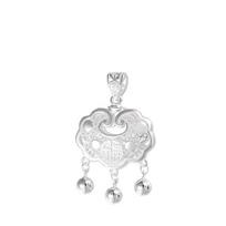999 Sterling Silver Chinese Style Fu Character Longevity Lock Pendant for Women, Children, and Adults – Full Moon Gift 999 Pure Silver