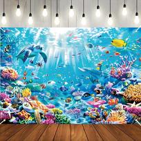1pc,Underwater Sea Turtle Coral Reef Tropical Fish Tapestry Ocean Life Wall Art Living Room Decor Vibrant Marine BackgroundPrint 100X70CM