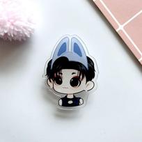 Stray Kids Cartoon Acrylic Phone Holder Retractable Finger Grip Stand Cute Chibi Character Collapsible Phone Mount Fan Merchandise 4 gray