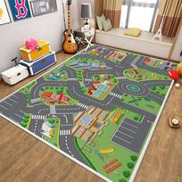 Child Playmat Highway Simulated City Traffic Playroom Area Rug,Carpet for Home Living Room Bedroom Sofa ,kids Non-slip Floor Mat 60x90cm balta