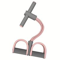 1PC Four-tube Elastic Belt, Portable Pilates Yoga Training Equipment, Compact Home Strength System, with Non-slip Pedals + Comfortable Grip rožinė