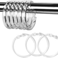 12 High-Quality Transparent O-Shape Shower Curtain Rings - Snap Closure, Slide on Rod Diameter 5cm (set of 12)