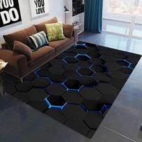 3D Geometric Carpet Neon Lights Rugs Hexagons Carpet for Home Play Gaming Room Decor Livingroom Bedroom Teens E-Sport Rug Mat 50x80cm gray