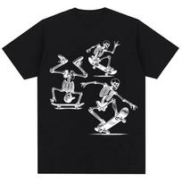90s Vintage Style 3 Skeleton Skateboarding T Shirts Men Women Gothic Y2k Fashion Harajuku T-shirt Breathable Material No Stuffiness in Hot Summer 4XL gray