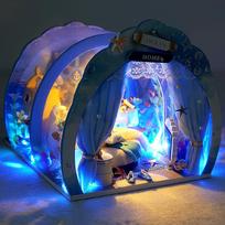 DIY hut TW38 deep sea secret language handmade assembly house model material creative birthday gift girl mėlyna