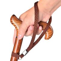 Non- Cane Wrist Strap with Leash for Walking Stick - Brown One Size kava