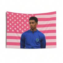 Jude Bellingham Memos Sieninė Danga, Rožinis Amerikos Vėliavos Fonas Sienos Kabinys, Futbolo Žaidėjo Dekoras Miegamojo Bendrabučiui 100X70CM pink