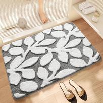 Water-absorbent Anti-slip Bath Mat Flocked Thickened Microfiber Bathroom Rug Carpet Bathroom Door Quick-drying Foot Mat 40x60cm gray