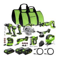10vnt ĮRANKIŲ RINKINYS CK3101A1 (2 krepšiai + 1X2.0Ah + 2X4Ah + 65W USB kroviklis)