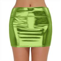 Women's Fashion Color Shiny Stretchy Bodycon Skirt Sexy High Waisted Pencil Out Party Clubwear Skirts L