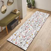 Elegantiškas gėlių takelis Juodas koridoriaus kilimas su raudonu, baltu ir rožiniu botaniniu dizainu namų dekoravimui Kilimai 40X60CM gray