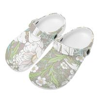 Art Printed EVA Clogs Unisex Easy Clean Breathable Slip On Garden Shoes Beach Pool Bathroom Home Home Slippers Travel Wear 46 balta
