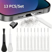13/14pcs Mobile Phone Charging Port Dust Plug Remove Cleaner For iPhone 15 14 13 Pro Max Computer Keyboard Dustproof Clean Brush