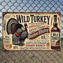 DORA Tin Sign Wild Turkey  Bourbon Whiskey Retro Tin Sign Vintage Wall Decor X Inches Pub Bar Man Cave Gift 20X30CM