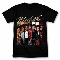 Michael Jackson Evolution Tee Graphic Vintage King of Pop Collage T Shirt XL brown