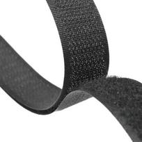 25 mm dvipusė lipni juosta su kabliukais ir kilpomis, 1 metras (Juodos lipnios juostelės (Velcro)) One Size juoda