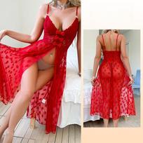 Sexy Lace Bow Camisole Pajamas Sheer Mesh Lightweight Nightgown for Women 772 Playful Feminine Sleepwear with Delicate Lace Details S