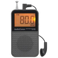 OHM AudioComm Nešiojama kišeninė radijo stotelė su skaitmeniniu LCD ekranu ir plačiu FM diapazonu, Derinimas, (RAD-P140N, 03-7246) pilka spalva