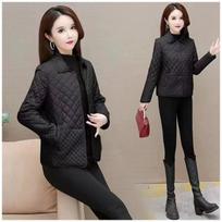 Autumn and winter new rhombus plaid padded light coat women's short winter Korean version loose casual thin coat M recommendation 45-52.5kg