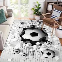 3D Kamuolio Futbolo Kilimas Svetainės Grindų Kilimėlis Neslystantis Miegamojo Durų Kilimėlis Plaunamas Namų Koridoriaus Dekoras Kilimas Vaikų Žaidimų Aikštelės Kilimas 40x60CM gray