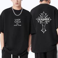 Lady Gaga MAYHEM Cross Cutoff Graphics T Shirt Men Women Street Hip Hop Short Sleeve Vintage Clothes Casual 100% Cotton TShirts S juoda