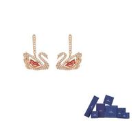 Swarovski Lifelong Bow Faux Crystal Earrings Womens Original brand box raudona