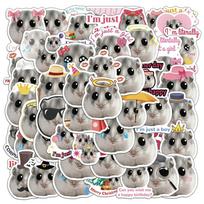 10/30/50pcs Funny Sad Hamster MEME Stickers Cute Animal Decals DIY Luggage Scrapbook Notebook Waterproof Kawaii Graffiti Sticker gray