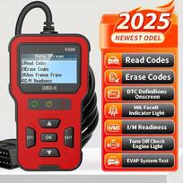 2025 Newest Model OBD2 Scanner Diagnostic Tool - Complete Fault Code Reader, Clear Error Codes, Data Stream, I/M Readiness raudona