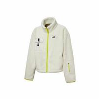 PUMA Color-Blocked Stand Collar Sherpa Fleece Jacket Sweatshirt Unisex EU XXL balta