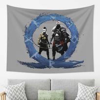Men God Of War Kratos Game  Tapestry Wall Hanging Aesthetic Home Decoration Tapestries for Living Room Bedroom 74x94cm(29x37in) gray