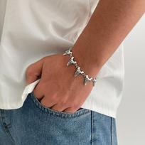 SHIXIN Punk Smooth Rivet Spike Choker Necklace Bracelet Jewelry Set for Men Trendy Irregular Geometry Short Collar Chain New