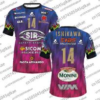 Men Women No.14 Volleyball Jersey Sir Safety Perugia Tshirt Match Clothes Beach Tee Male Ishikawa Home Champions Sportswear XS gray