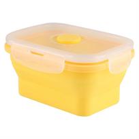 350ml Rectangle Silicone Bento Box Collapsible Lunch Box Microwave Food Container (Yellow) beige