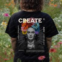 FRIDA KAHLO T-SHIRT Organic Cotton Flowers Floral Painter Art Frida Feminism Unique Artist Woma S