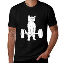 Cat Weightlifting and Gym T-Shirt animal prinfor boys anime t shirts black t shirts for men XL