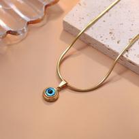Titanium Blue Eyes Choker Chain Waterproof Demon Eye Earrings Cute Eye Necklace  Lucky Jewelry Style A
