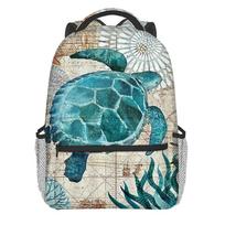 Large Capacity Sea Turtle Pattern Backpacks for Boy/Girls Best Gifts 2D Cartoon Fashionable Waterproof School Bag for Children