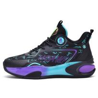 Spring and summer youth mesh basketball shoes sports shoes rubber outsole wear-resistant couple casual versatile 36 black