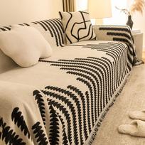 Šenilinio audinio sofa-lova, skirta užkloti, skandinaviško stiliaus universalūs užklotai su kutais svetainei, keturių sezonų sofos apsauga 90x90cm juoda