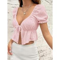 Summer new women's French sexy T-shirt short navel-baring sweet top S