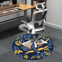1pcSloth Branch Office Round Area Rug, Indoor Mat Suitable ForOffice, Under Office Chairs Bedroom Living Room Home Decor, Room Deco 018 80cm by 80cm