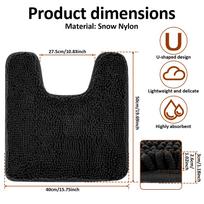 U Shaped Toilet Rugs Soft Absorbent Chenille Bathroom Toilet Mat 16x20inch Machine Washable Non Slip Bathroom Rug Home Plush Rug black