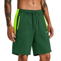 Men's Summer Athletic Shorts Quick-Dry Gym Shorts with Zipper Pockets Lightweight Breathable Running Shorts for Outdoor Sports L armijos žalia spalva