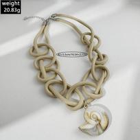 Chunky Shell Pendant Necklace Shell Pendant Statement Choker Handmade Boho Necklace  Daily Wear Necklace
