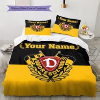Custom Name Dresden Crest Bedding,Quilt Set Quilt Cover Pillowcase Home Birthday Gift (1 * duvet cover + 2 * pillowcase, without core) 135x200cm yellow