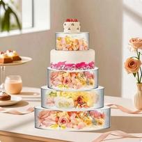 4 Pieces Cake Display Cylinder Clear Acrylic Container Transparent Elevators for Culinary