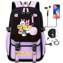Travel Bag Sports Bag Student Schoolbag Backpack Usb Charging Bag Stray Kids Large Capacity Bag One size fits all black