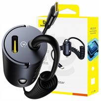 Automobilinis įkroviklis Baseus Tiny Star, 2 x USB Type C, juoda sp., 30 W